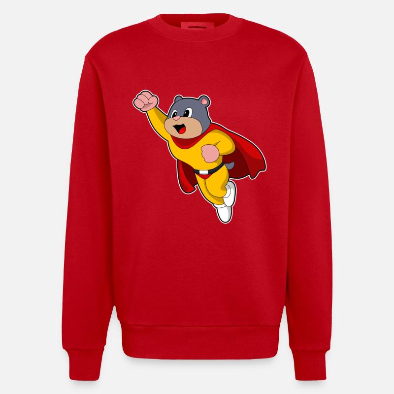 Mole as a hero - Heavyweight Oversized Organic Crew Neck Made in EU - red