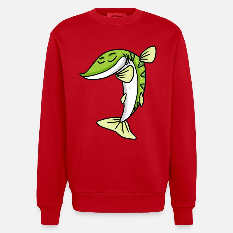Dabbing Dab Pike Fish - Sweat bio épais oversize fabriqué en UE - rouge