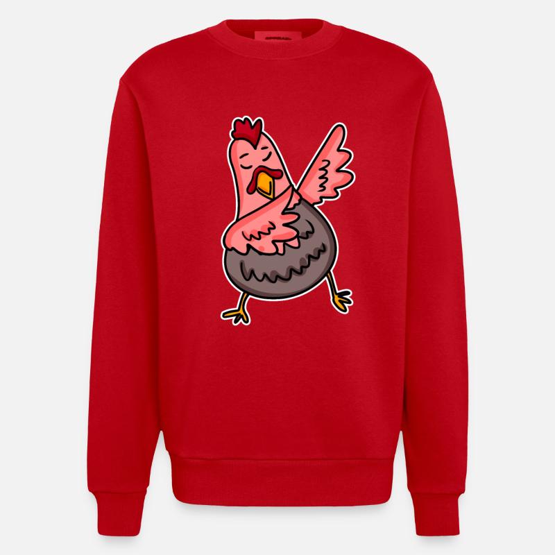 Dabbing Dab Chicken - Heavyweight Oversized Organic Crew Neck Made in EU - red