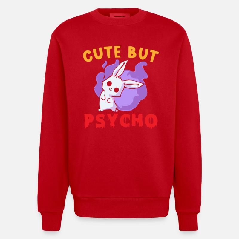 Mignon mais Psycho Hase Goth - Sweat bio épais oversize fabriqué en UE - rouge
