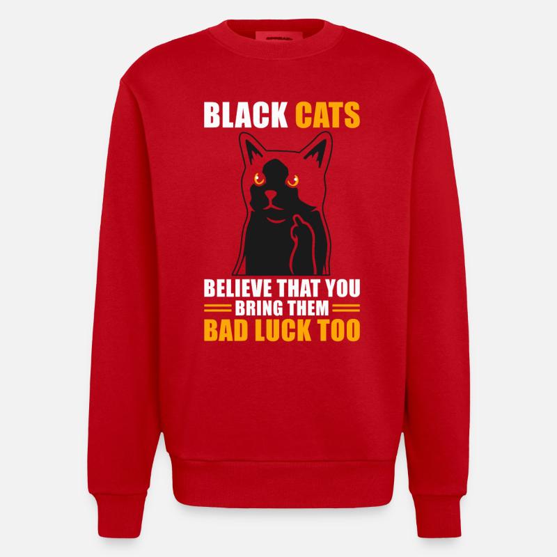 Superstition Chat Noir - Sweat bio épais oversize fabriqué en UE - rouge