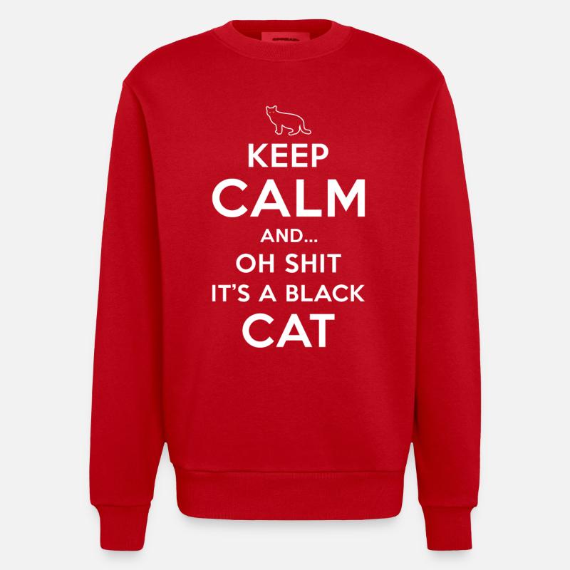 Aberglauben Schwarzer Kater - Heavyweight Oversized Organic Crew Neck Made in EU - Rot