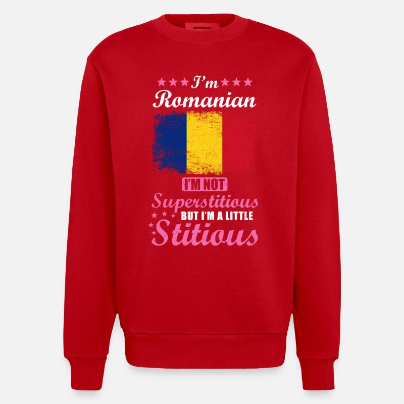 Cadeau roumain drôle disant Roumanie - Sweat bio épais oversize fabriqué en UE - rouge