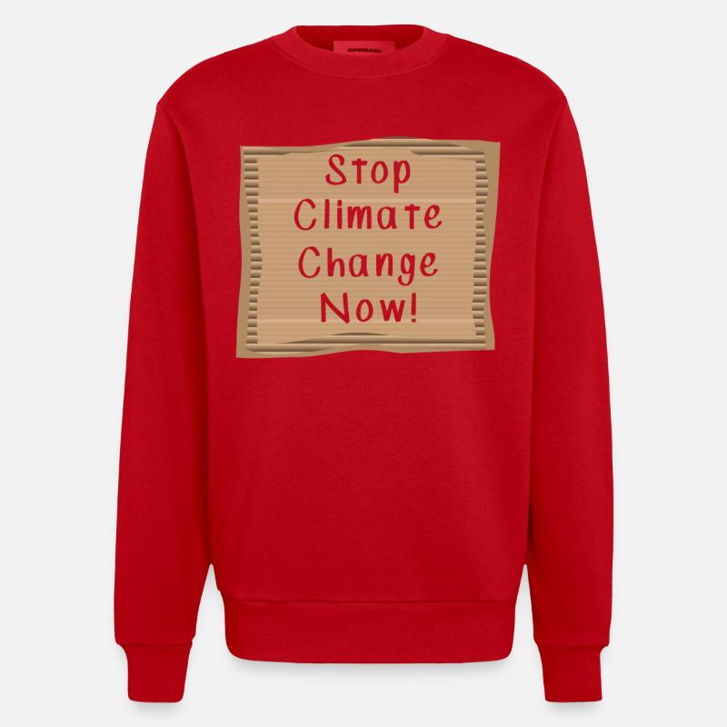 Arrêtez le changement climatique maintenant - Sweat bio épais oversize fabriqué en UE - rouge