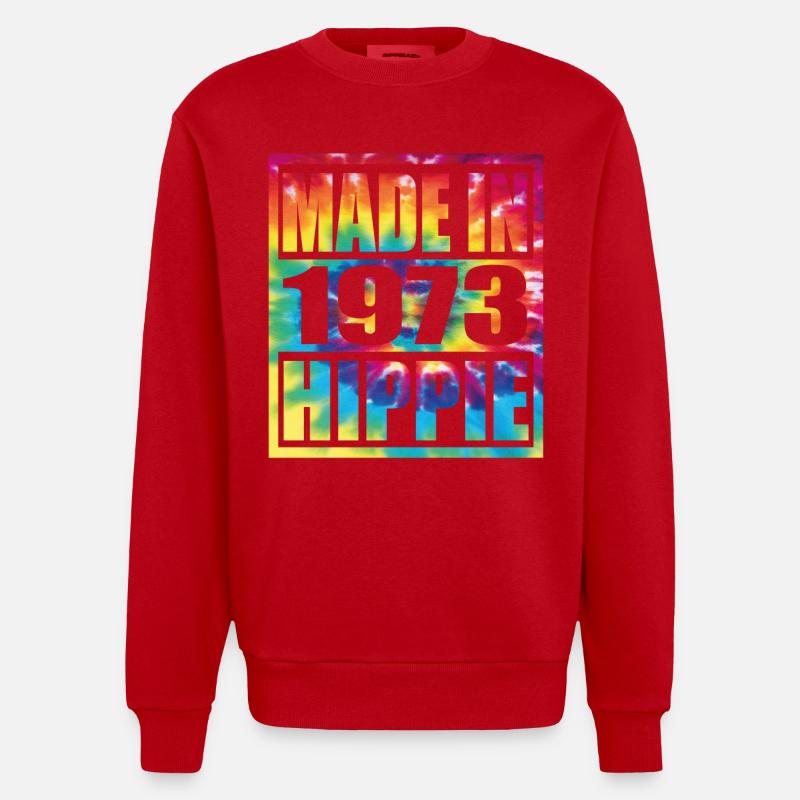 Anniversaire hippie 1973 - Sweat bio épais oversize fabriqué en UE - rouge