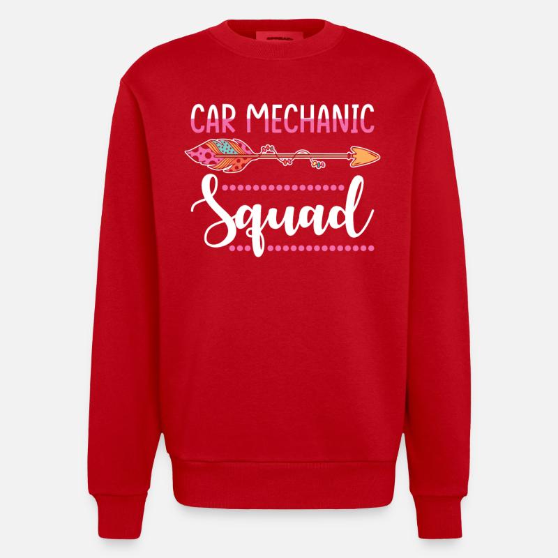Car mechanic group - Heavyweight Oversized Organic Crew Neck Made in EU - red