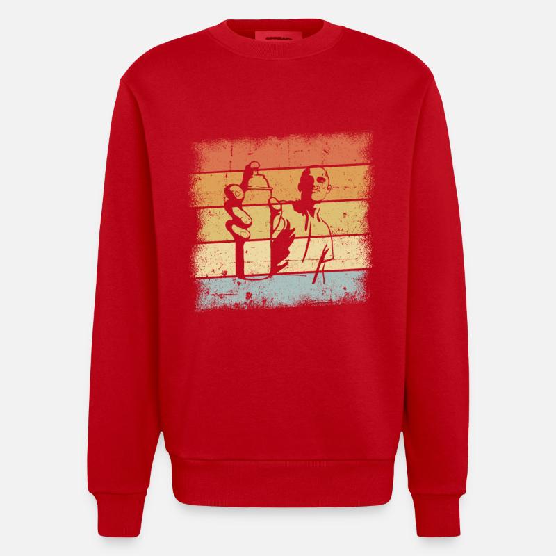 Graffiti Sprüher Design - Heavyweight Oversized Organic Crew Neck Made in EU - Rot