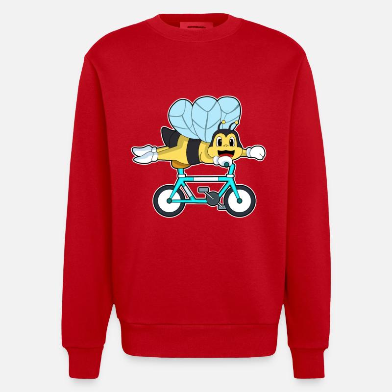 Abeille à vélo - Sweat bio épais oversize fabriqué en UE - rouge