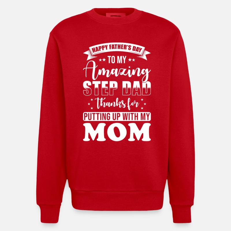 Stepdad Stepfather saying funny - Heavyweight Oversized Organic Crew Neck Made in EU - red