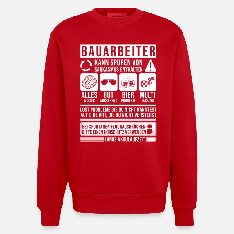 Bauarbeiter Baustelle - Heavyweight Oversized Organic Crew Neck Made in EU - Rot