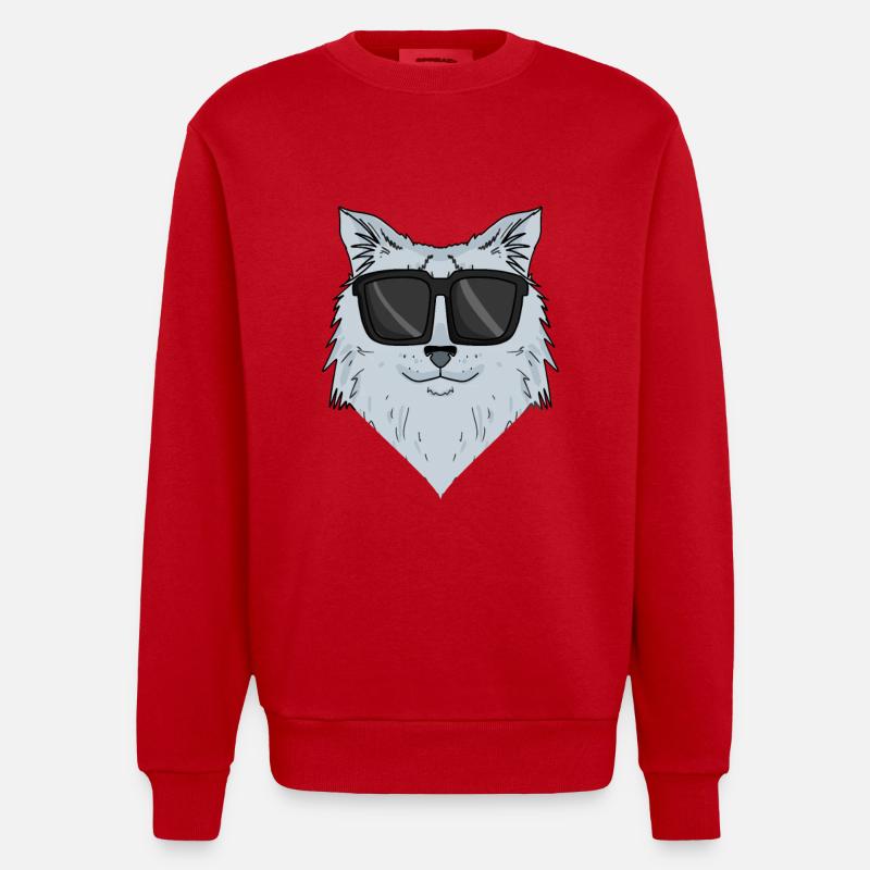 Chat sibérien - Sweat bio épais oversize fabriqué en UE - rouge