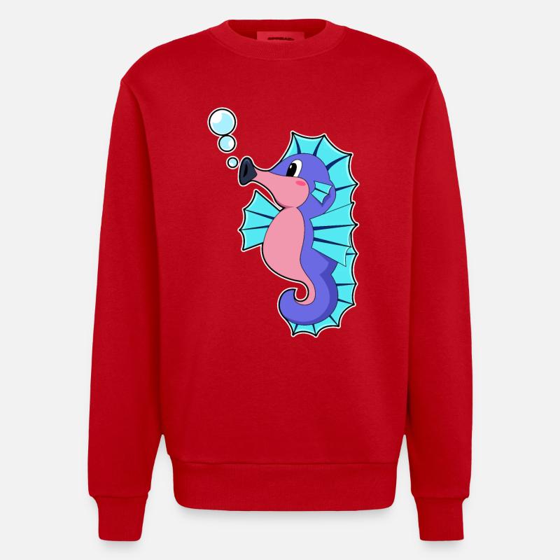 Seepferdchen - Heavyweight Oversized Organic Crew Neck Made in EU - Rot