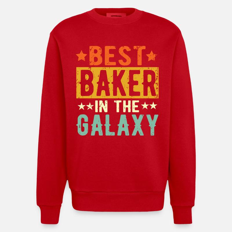 Best Baker ever Baker Gift - Heavyweight Oversized Organic Crew Neck Made in EU - red