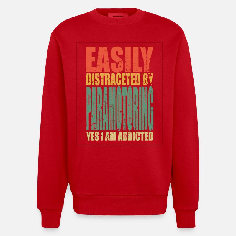 Paramotoring Spruch lustig - Heavyweight Oversized Organic Crew Neck Made in EU - Rot