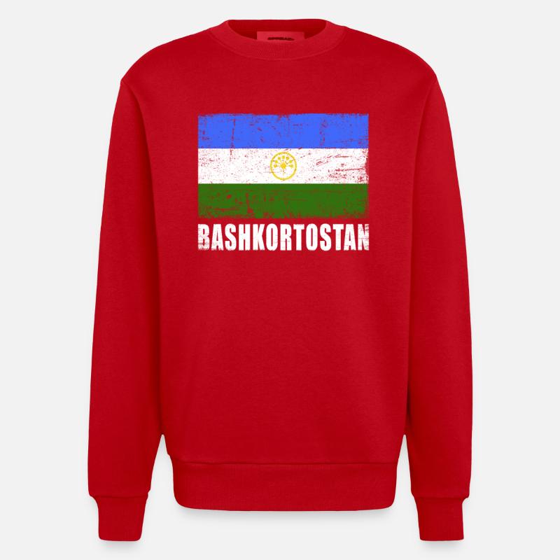 Bashkortostan Flagge - Heavyweight Oversized Organic Crew Neck Made in EU - Rot