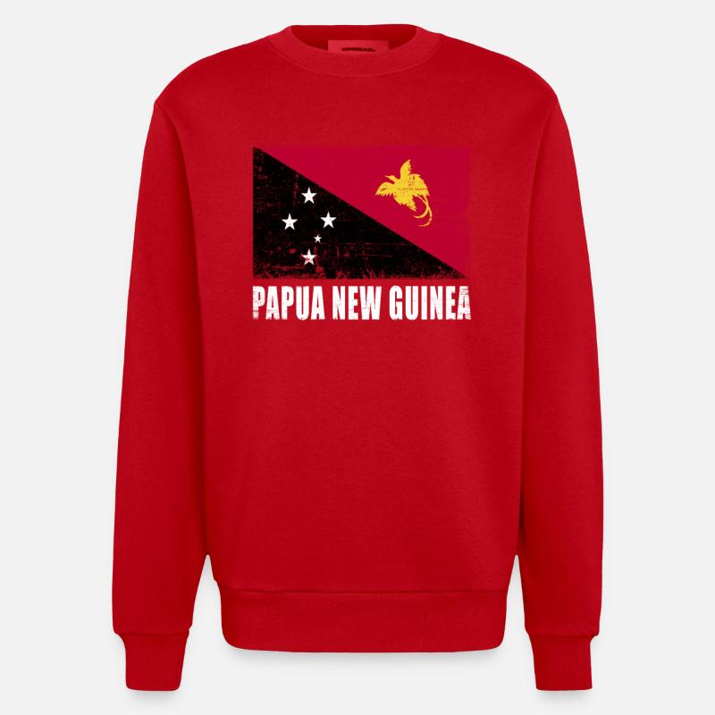 Drapeau de la Papouasie-Nouvelle-Guinée - Sweat bio épais oversize fabriqué en UE - rouge
