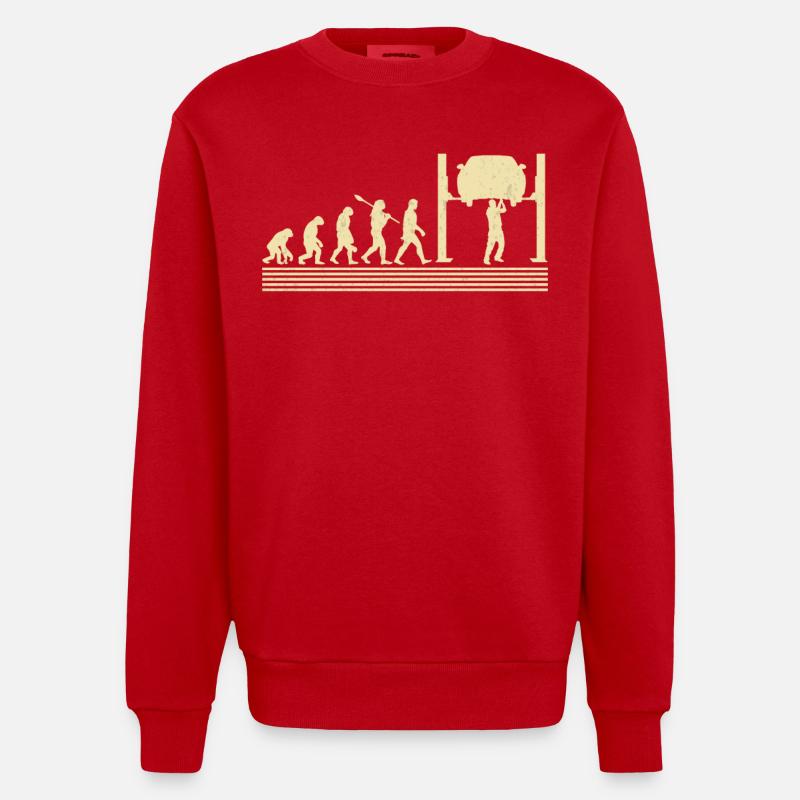 Automechanische Evolution - Heavyweight Oversized Organic Crew Neck Made in EU - Rot