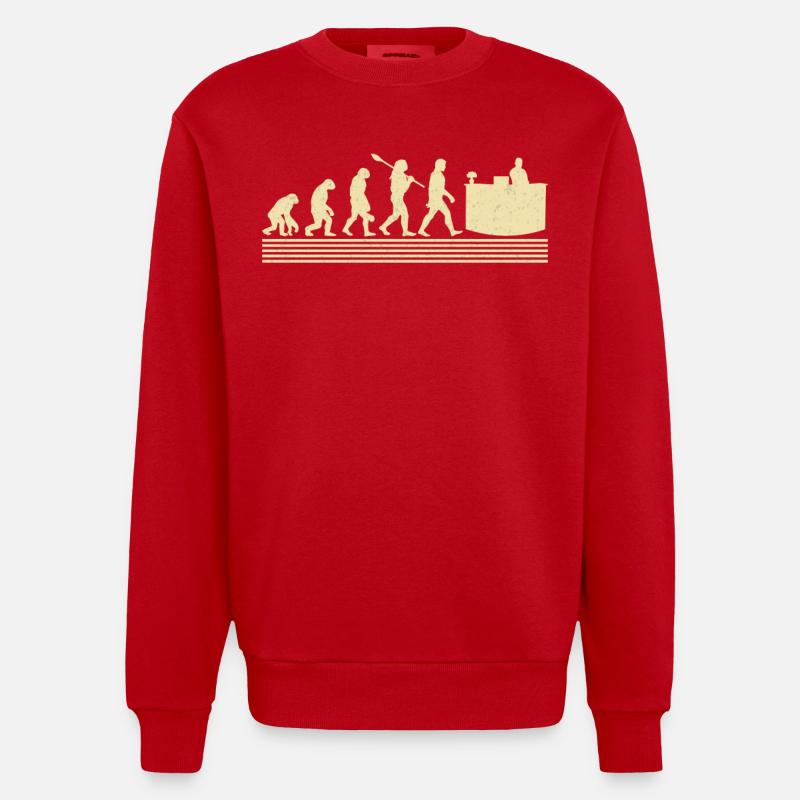 Evolution of Receptionists - Heavyweight Oversized Organic Crew Neck Made in EU - red
