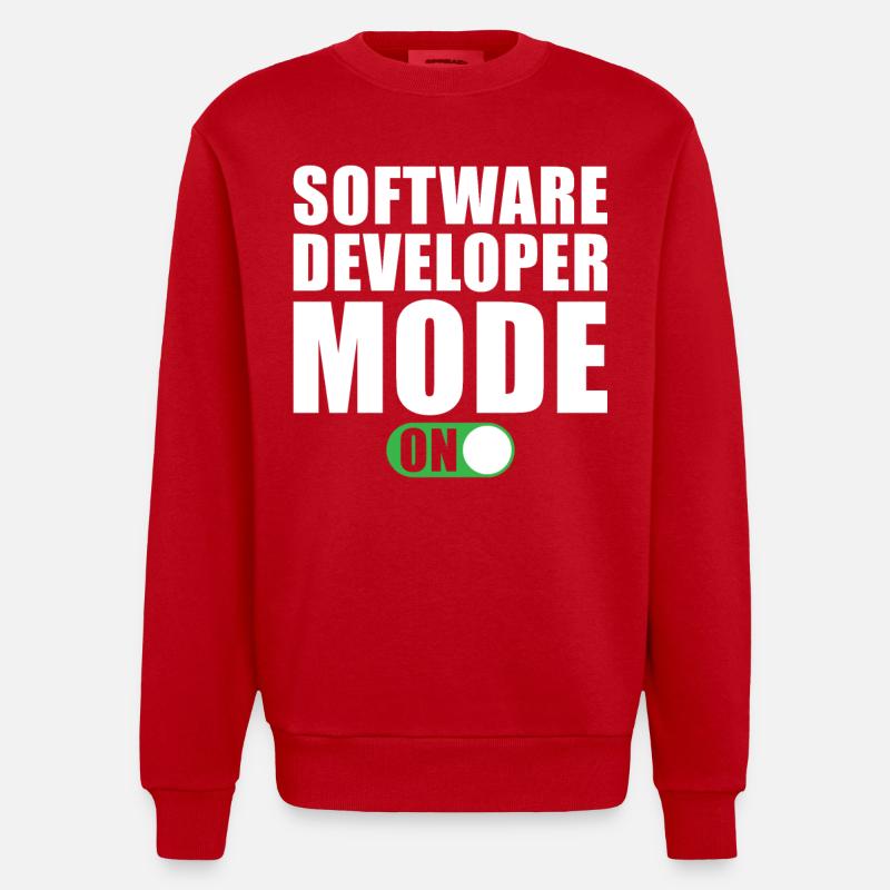 Software Developer Mode On - Heavyweight Oversized Organic Crew Neck Made in EU - red