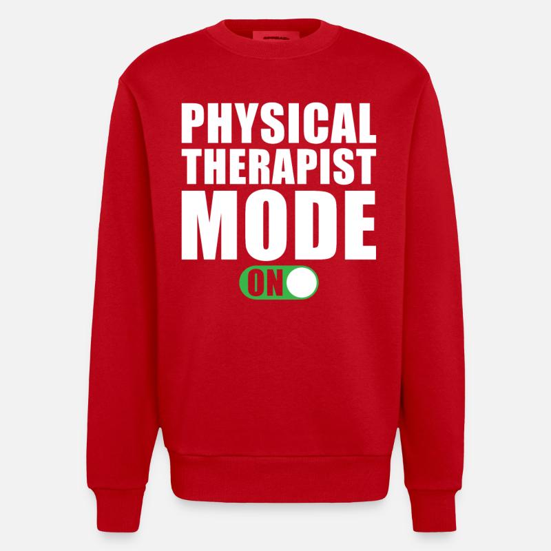 Physiotherapist Mode On - Heavyweight Oversized Organic Crew Neck Made in EU - red