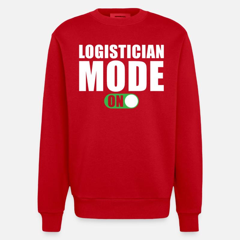 Logistician Mode On - Heavyweight Oversized Organic Crew Neck Made in EU - red