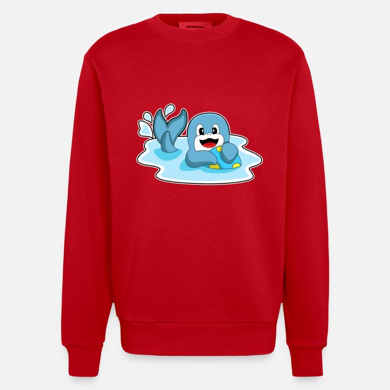 Dauphin avec water-polo - Sweat bio épais oversize fabriqué en UE - rouge