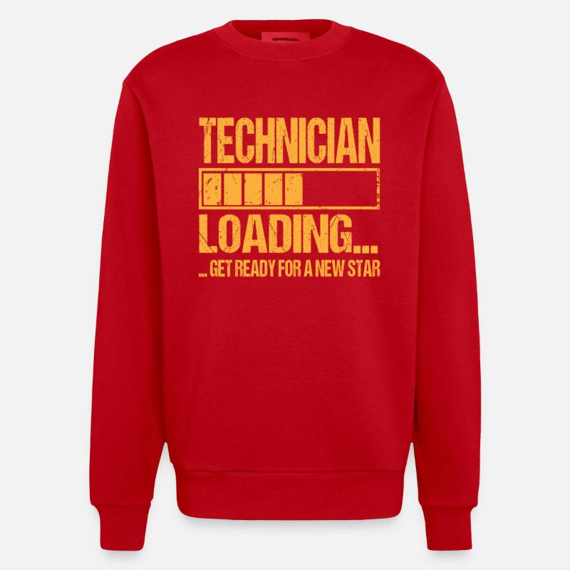 Technician loading Technician Training - Heavyweight Oversized Organic Crew Neck Made in EU - red