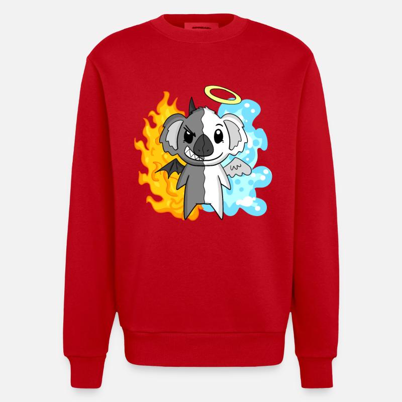 Koala - Anges et Diables - Sweat bio épais oversize fabriqué en UE - rouge