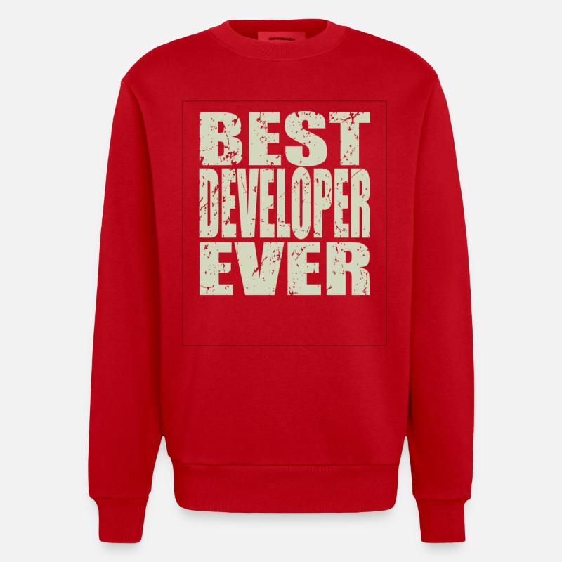 Best Developer ever Developer Gift - Heavyweight Oversized Organic Crew Neck Made in EU - red