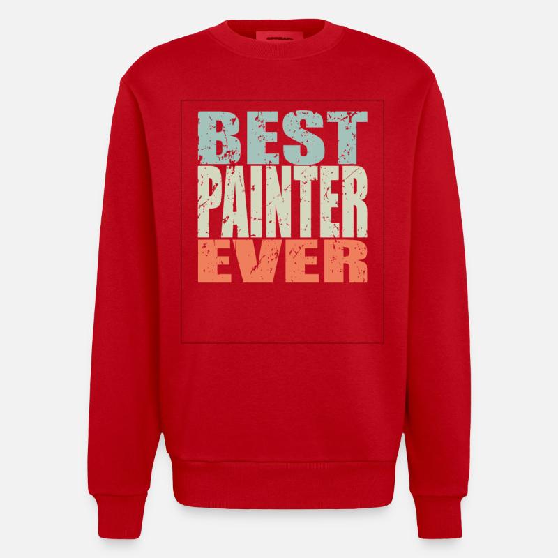 Best Maler ever Maler Geschenk - Heavyweight Oversized Organic Crew Neck Made in EU - Rot