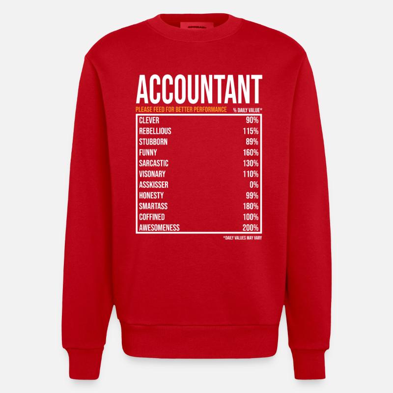 Comptable Valeurs quotidiennes Drôle Comptable - Sweat bio épais oversize fabriqué en UE - rouge
