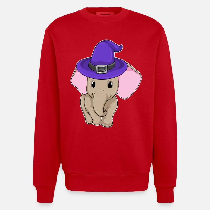 L’éléphant comme sorcier - Sweat bio épais oversize fabriqué en UE - rouge