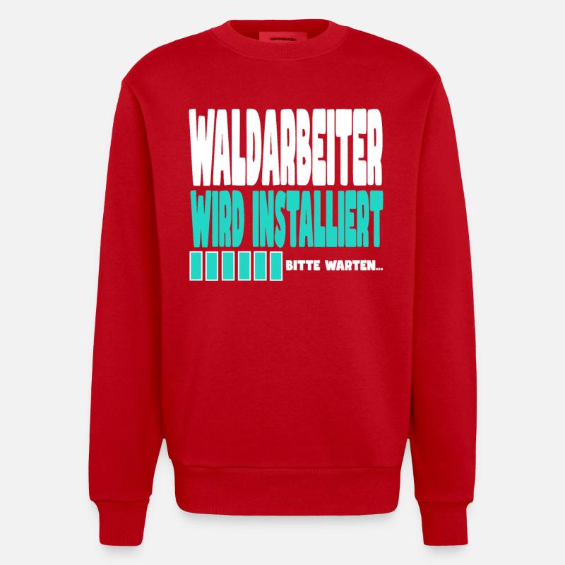 Waldarbeiter wird installiert - Heavyweight Oversized Organic Crew Neck Made in EU - Rot