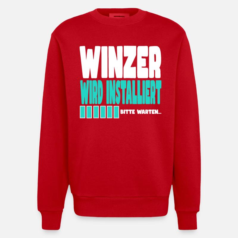 Winzer wird installiert - Heavyweight Oversized Organic Crew Neck Made in EU - Rot