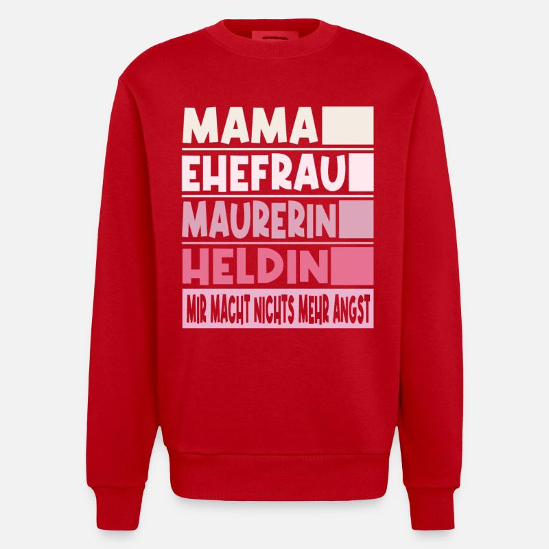 Maurerin Mama Ehefrau Heldin - Heavyweight Oversized Organic Crew Neck Made in EU - Rot