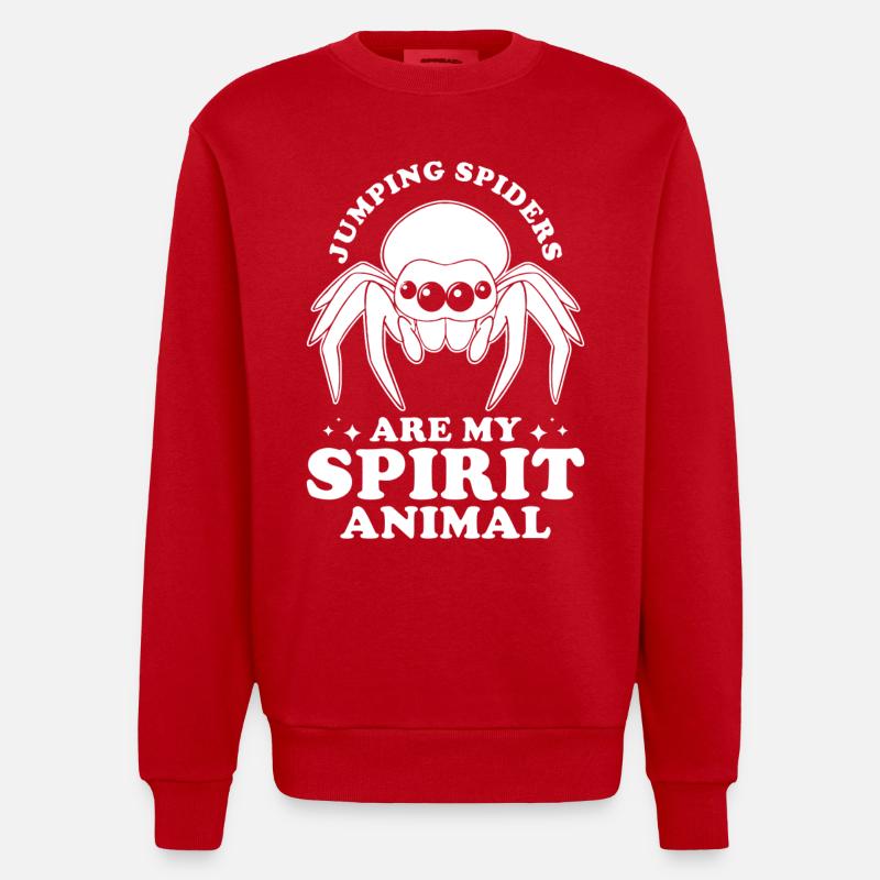 Jumping Spider Saying - Heavyweight Oversized Organic Crew Neck Made in EU - red