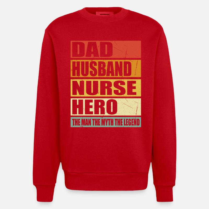 Vater Ehemann Krankenschwester Held - Heavyweight Oversized Organic Crew Neck Made in EU - Rot