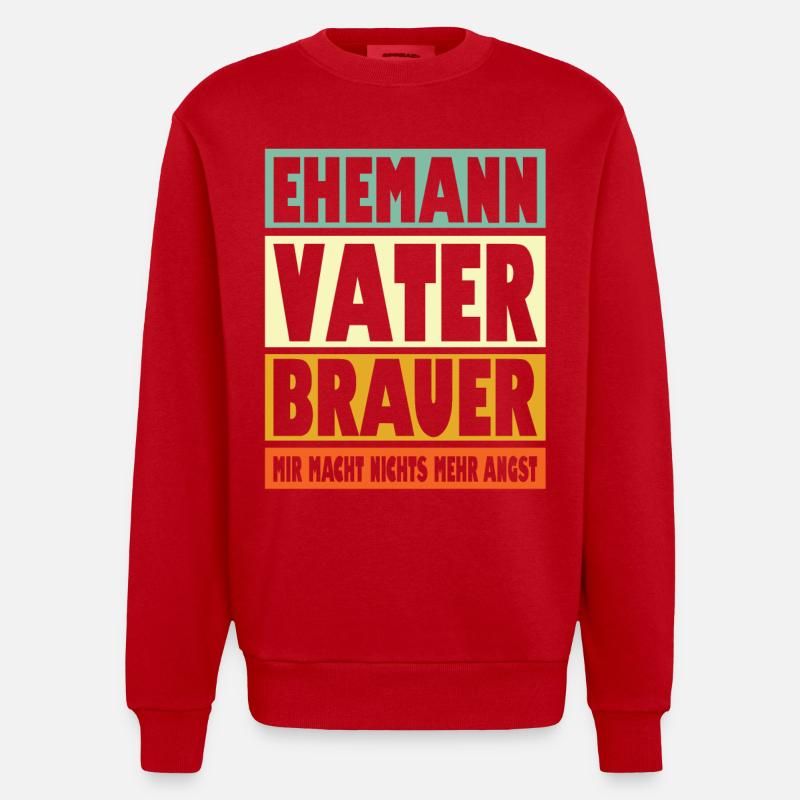Brauer Vater Ehemann Held - Heavyweight Oversized Organic Crew Neck Made in EU - Rot