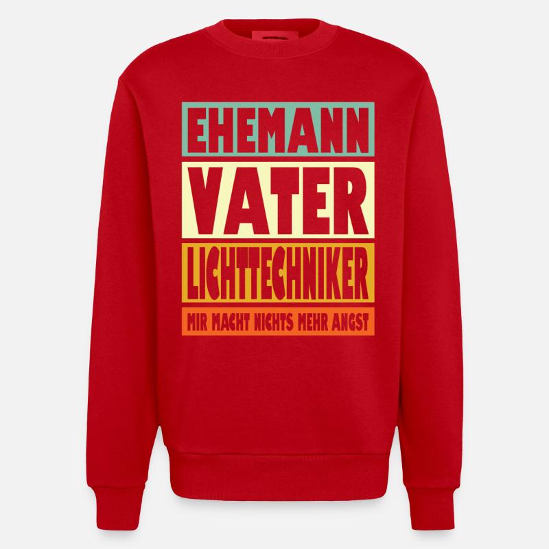 Lichttechniker Vater Ehemann Held - Heavyweight Oversized Organic Crew Neck Made in EU - Rot