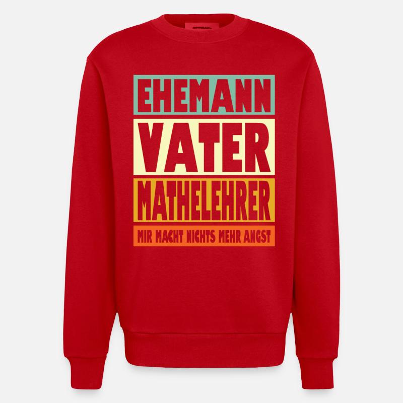 Mathelehrer Vater Ehemann Held - Heavyweight Oversized Organic Crew Neck Made in EU - Rot