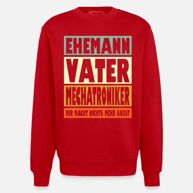 Mechatroniker Vater Ehemann Held - Heavyweight Oversized Organic Crew Neck Made in EU - Rot