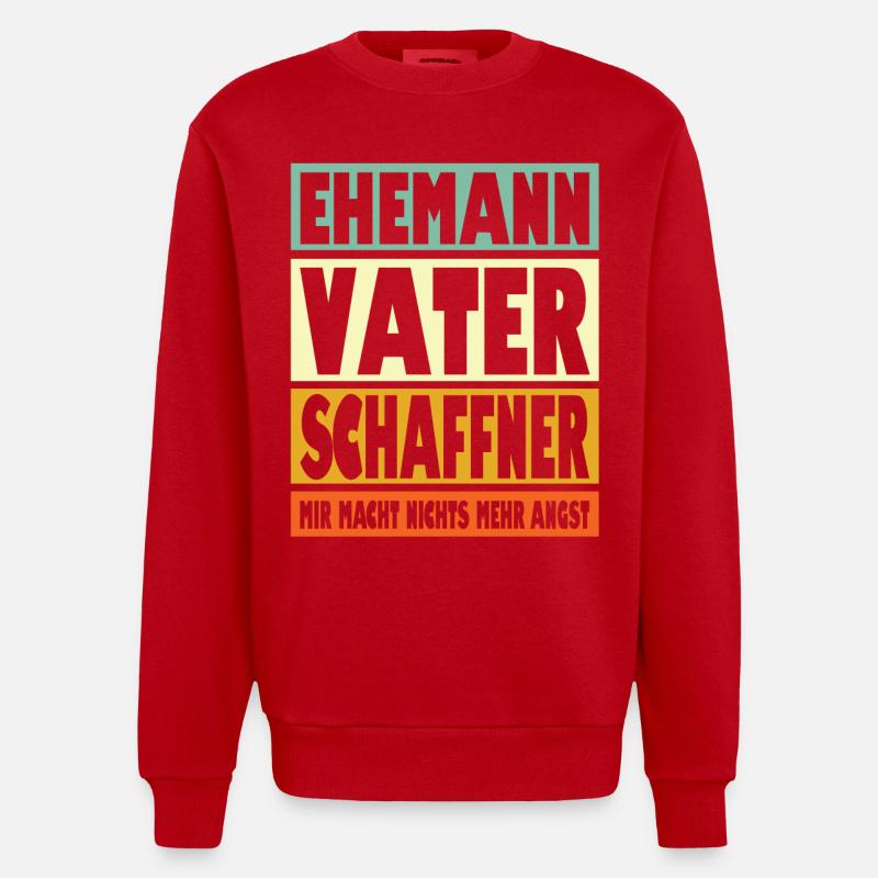 Schaffner Vater Ehemann Held - Heavyweight Oversized Organic Crew Neck Made in EU - Rot