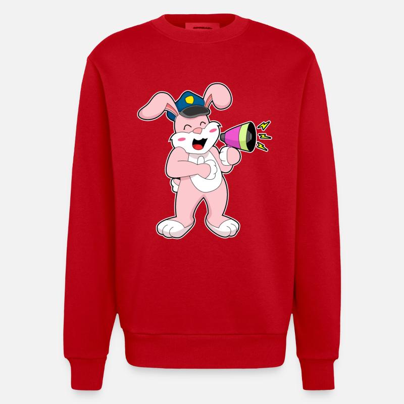 Rabbit Policier Microphone - Sweat bio épais oversize fabriqué en UE - rouge