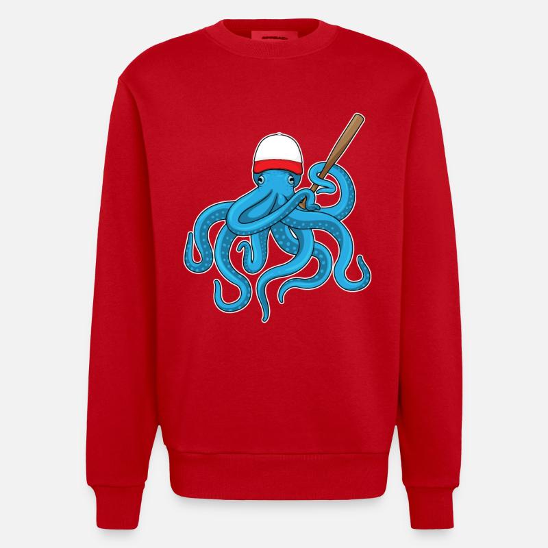 Octopus Baseball Bat Baseball - Sweat bio épais oversize fabriqué en UE - rouge