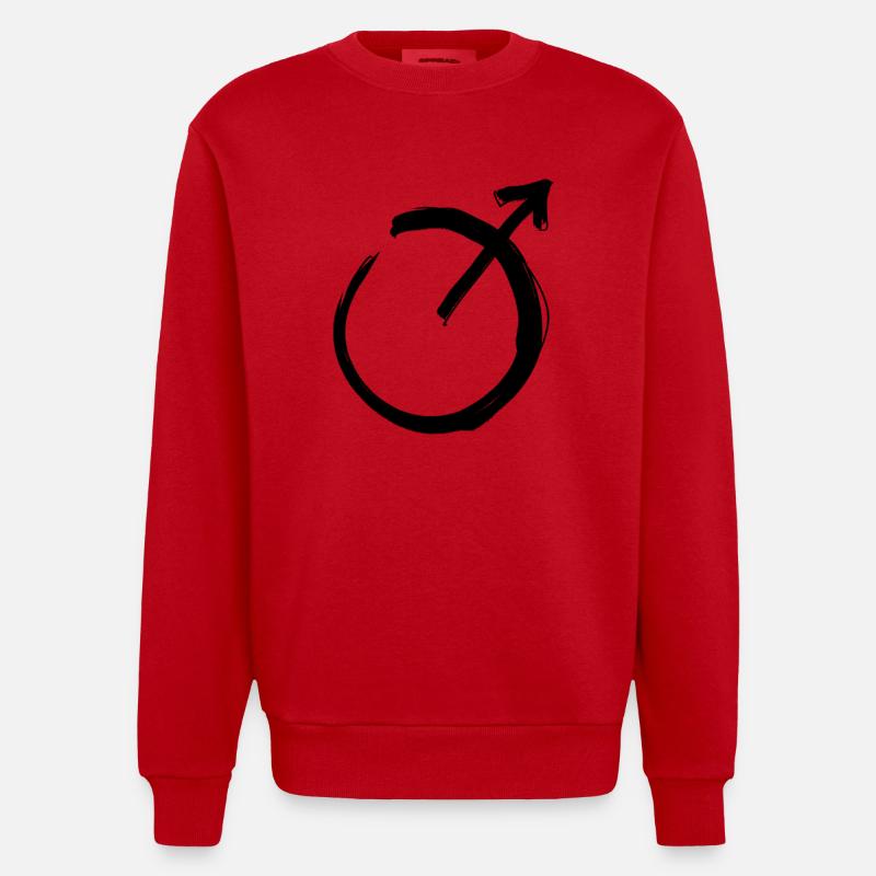 Mars Astrologie Symbol - Heavyweight Oversized Organic Crew Neck Made in EU - Rot