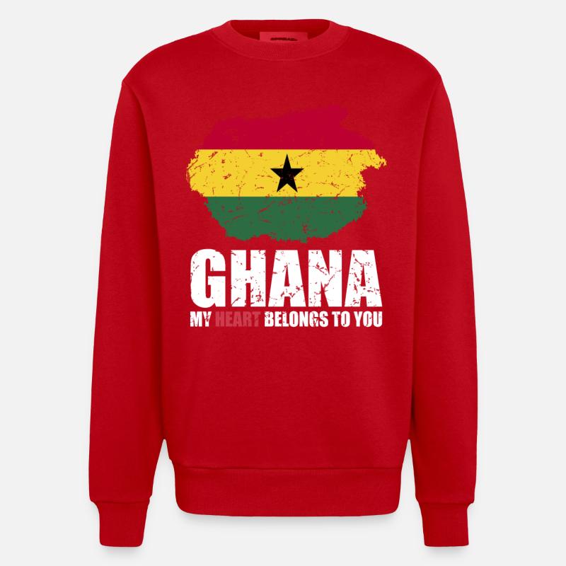 Drapeau du Ghana - Sweat bio épais oversize fabriqué en UE - rouge