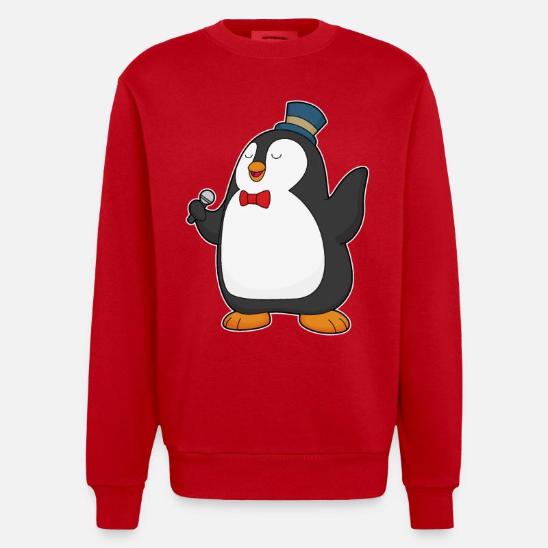 Penguin Singer Microphone - Sweat bio épais oversize fabriqué en UE - rouge