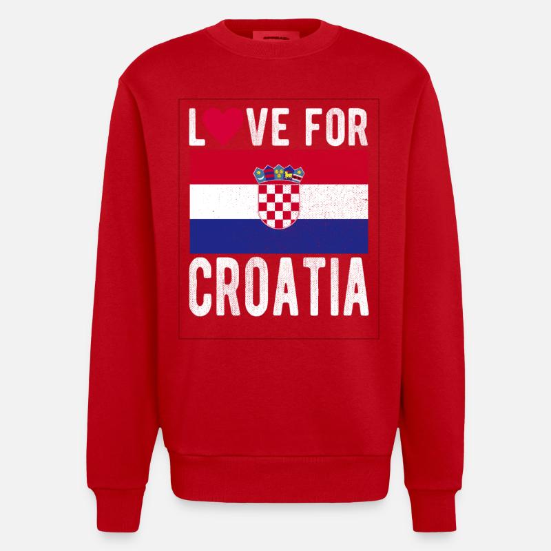 Drapeau de la Croatie - Sweat bio épais oversize fabriqué en UE - rouge