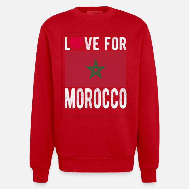Drapeau du Maroc - Sweat bio épais oversize fabriqué en UE - rouge