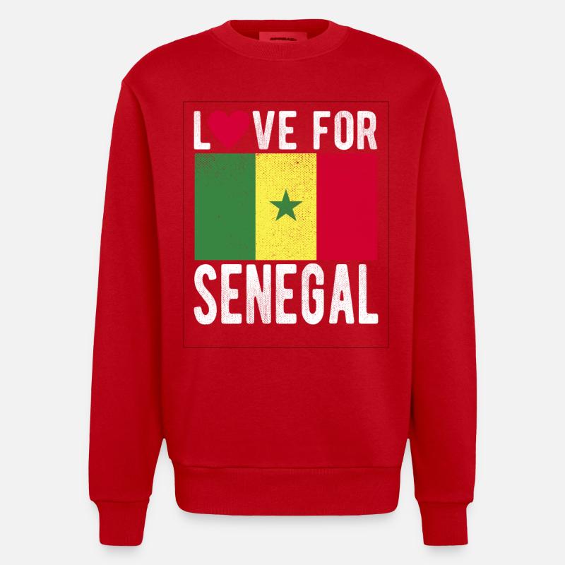 Drapeau du Sénégal - Sweat bio épais oversize fabriqué en UE - rouge